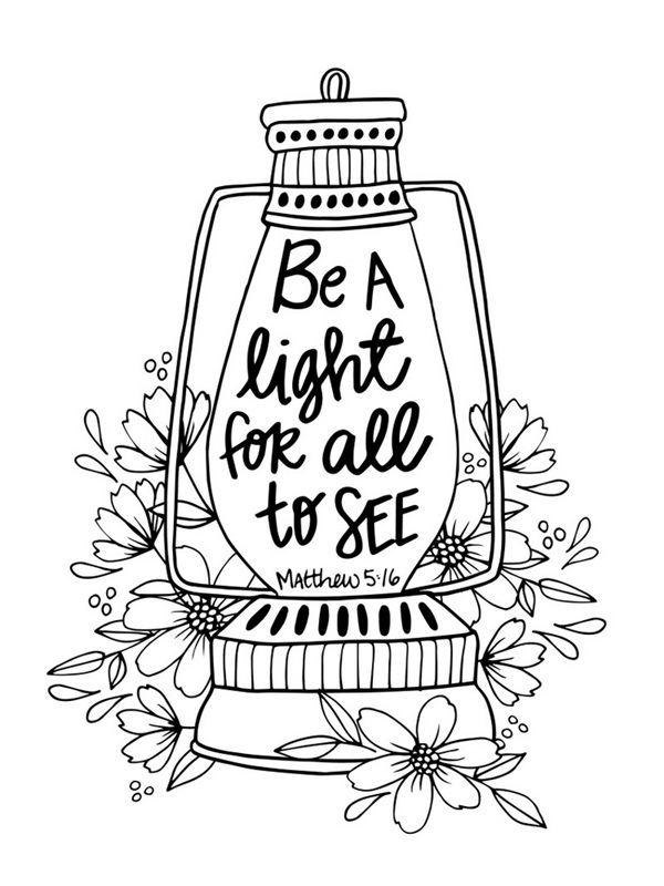 Be A Light For All To See Handlettered Coloring