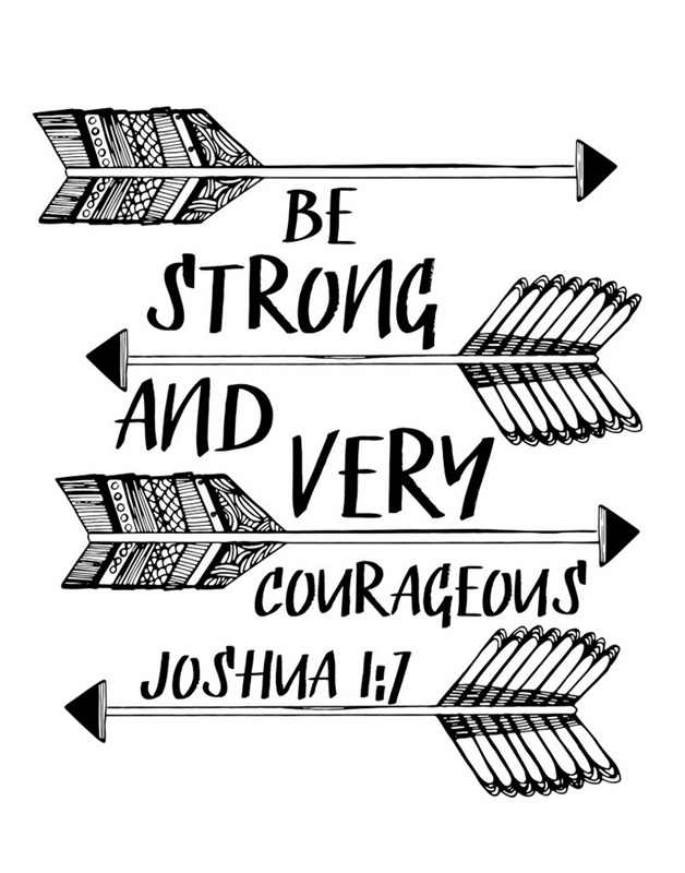 Be Strong And Very Courageous Handlettered Coloring