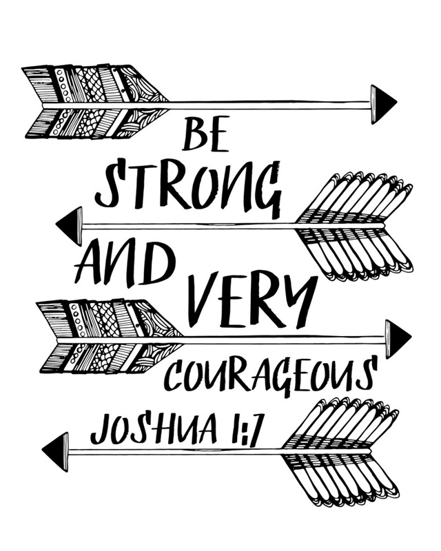Be Strong And Very Courageous Handlettered Coloring
