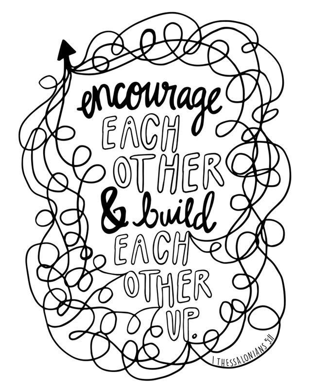 Encourage Each Other Handlettered Coloring