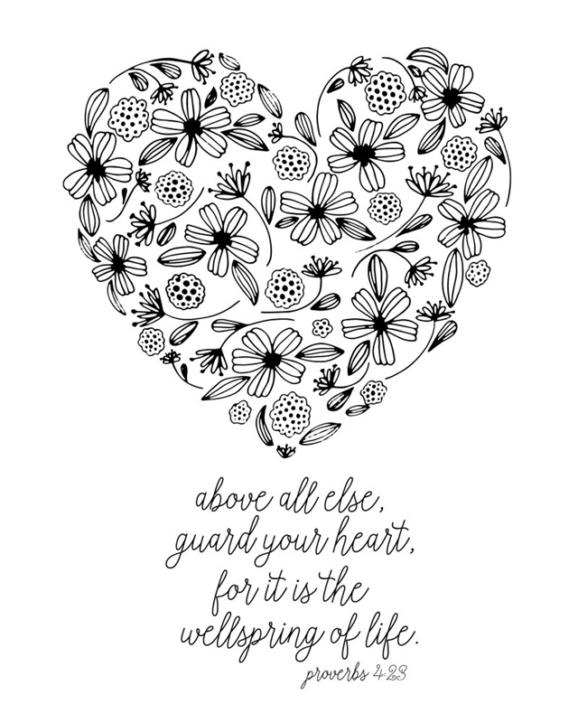 Guard Your Heart Handlettered Coloring