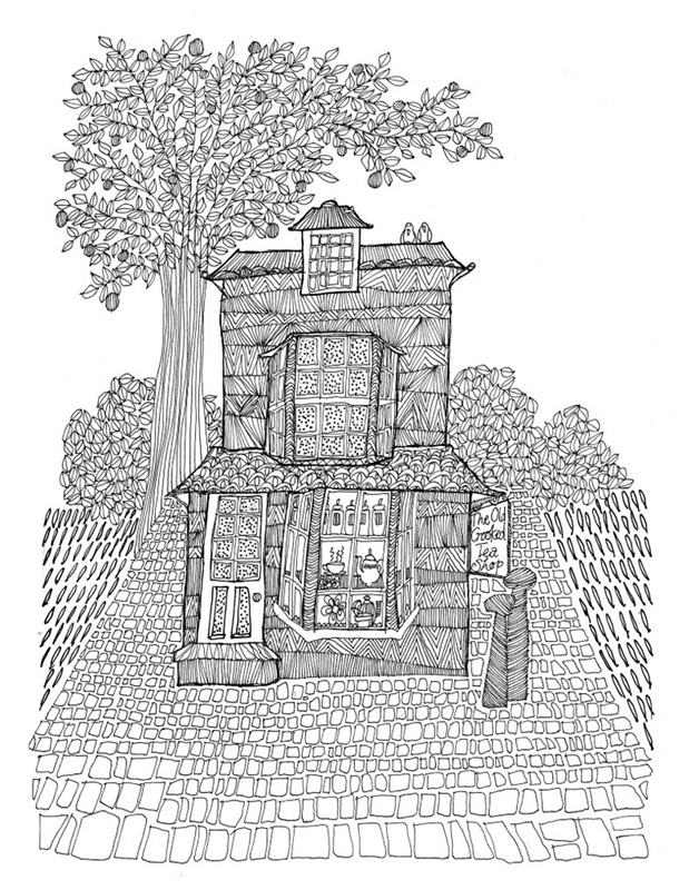 Old Crooked Tea Shop, Windsor Coloring