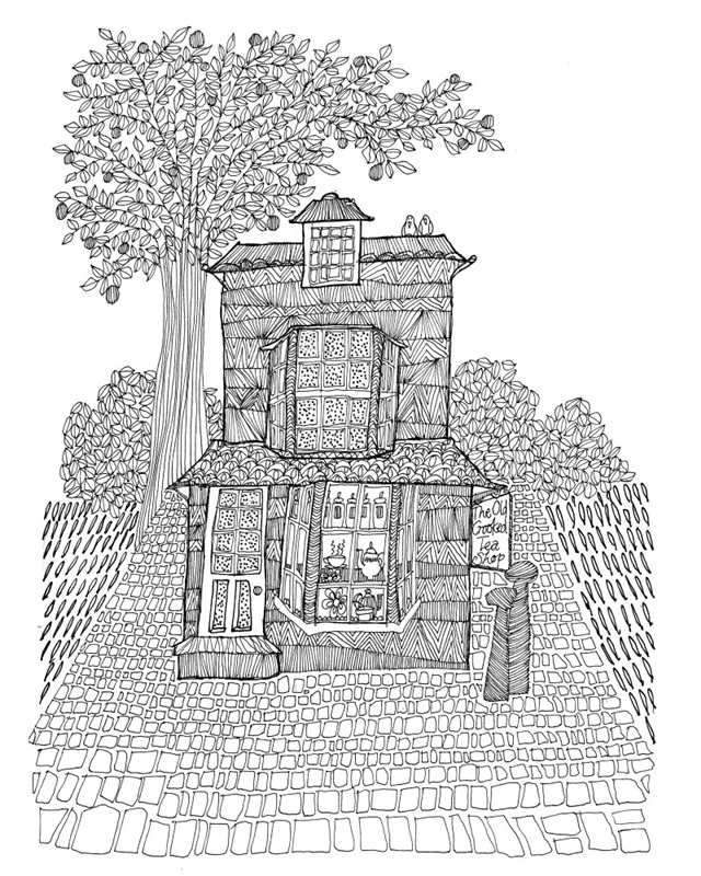 Old Crooked Tea Shop, Windsor Coloring