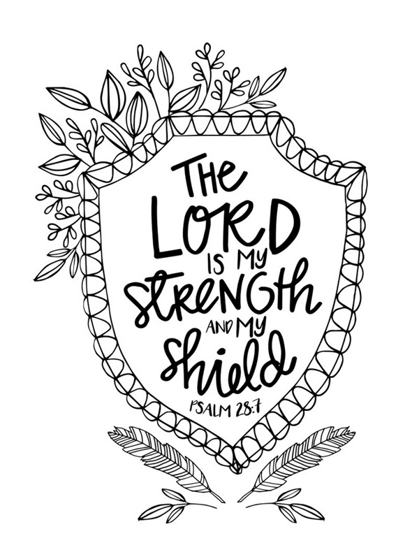 The Lord Is My Strength And My Shield Handlettered Coloring