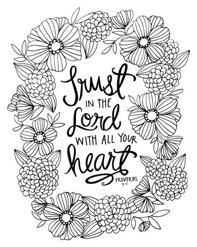 Trust In The Lord - Proverbs 3 5 | Coloring Canvas - Canvas On Demand®