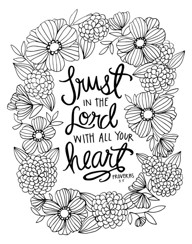 Trust In The Lord With All Your Heart Handlettered Coloring
