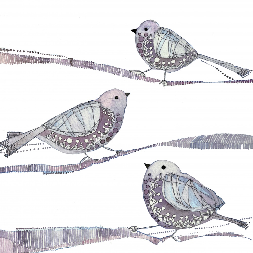 Canvas on Demand Poster Print 12 x 12 entitled Aubergine Birds