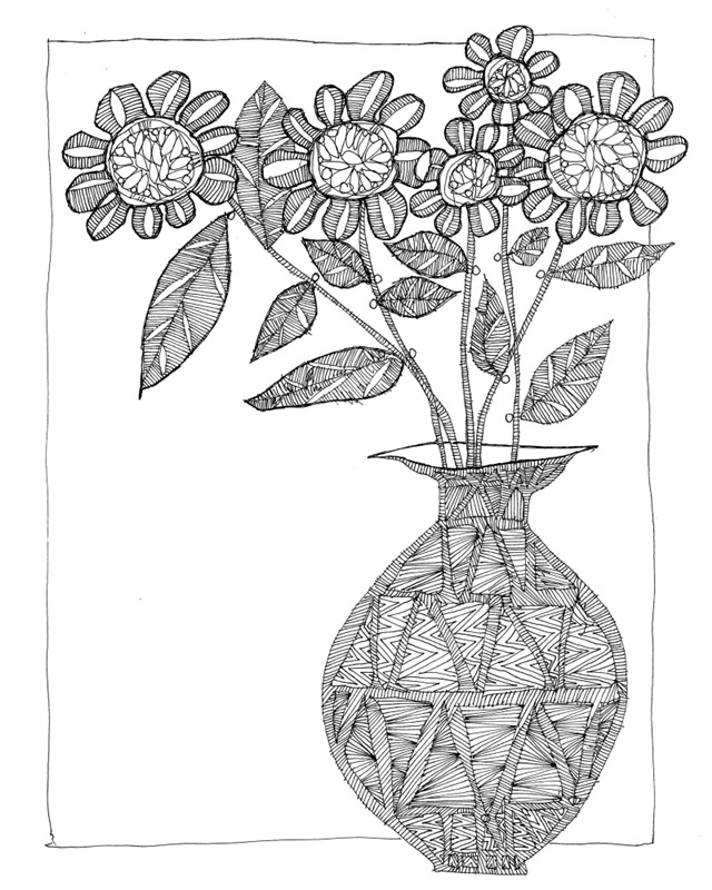 Vase With Gerberas Coloring