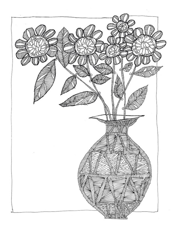 Vase With Gerberas Coloring