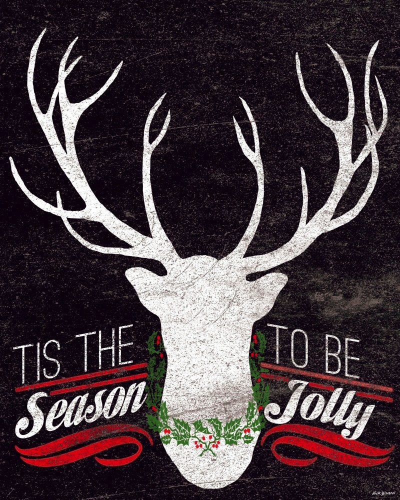 Canvas on Demand Poster Print 16 x 20 entitled Christmas Chalkboard White Deer