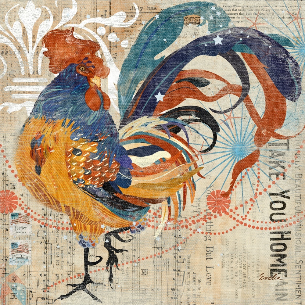 Canvas on Demand Poster Print 12 x 12 entitled Rooster Flair IV