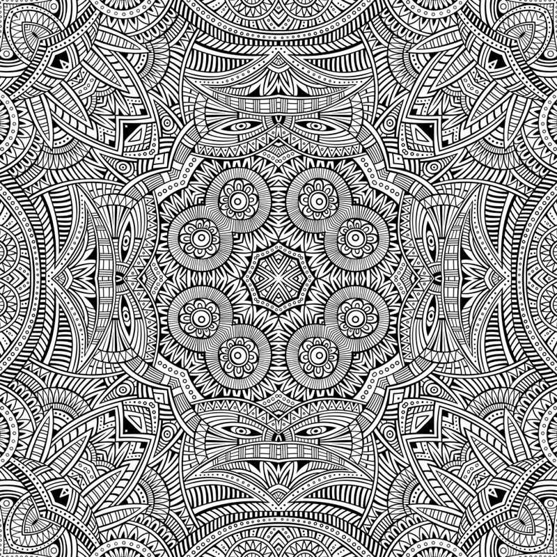 A complex abstract pattern made of geometric shapes and stripes.