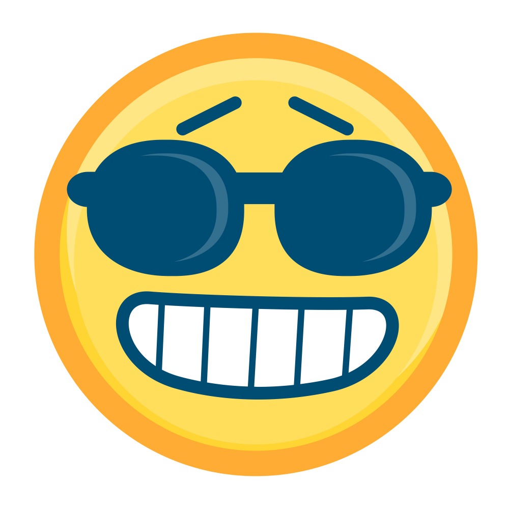 Canvas on Demand Poster Print 12 x 12 entitled Cool Emoji With Rounded Sunglasses