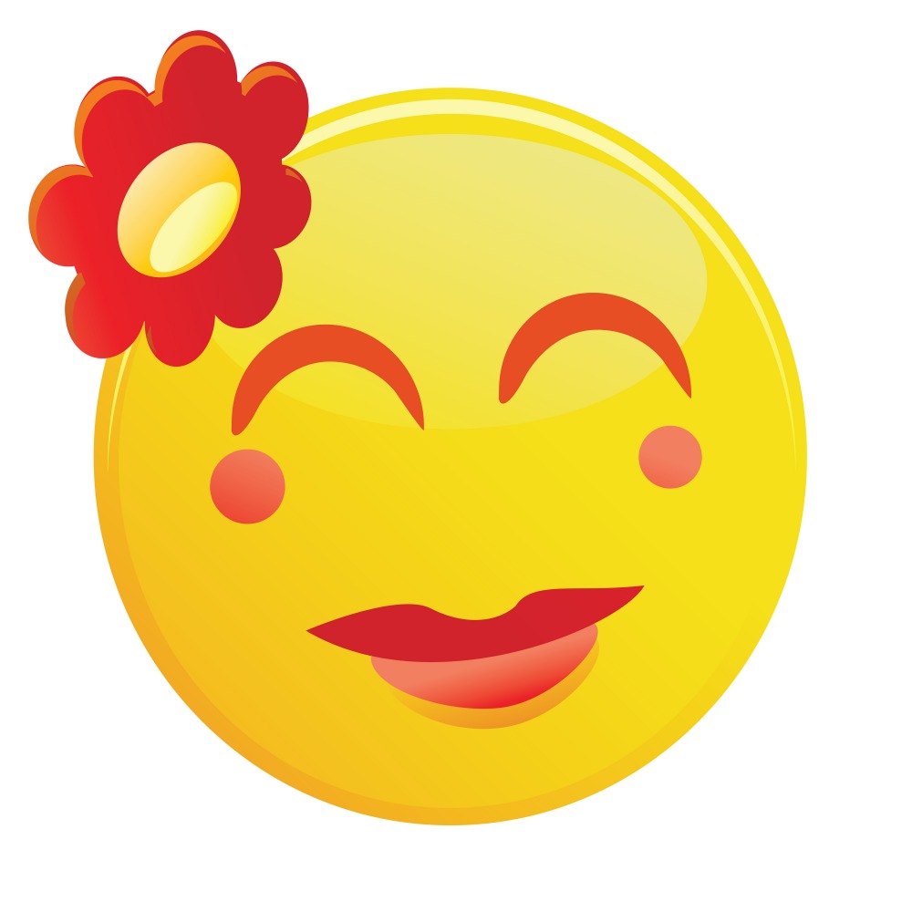 Canvas on Demand Poster Print 12 x 12 entitled Emoji Flower in Hair Woman Face