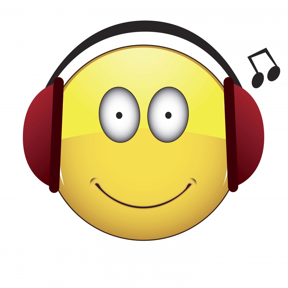 Canvas on Demand Poster Print 12 x 12 entitled Emoji Headphone Music Face