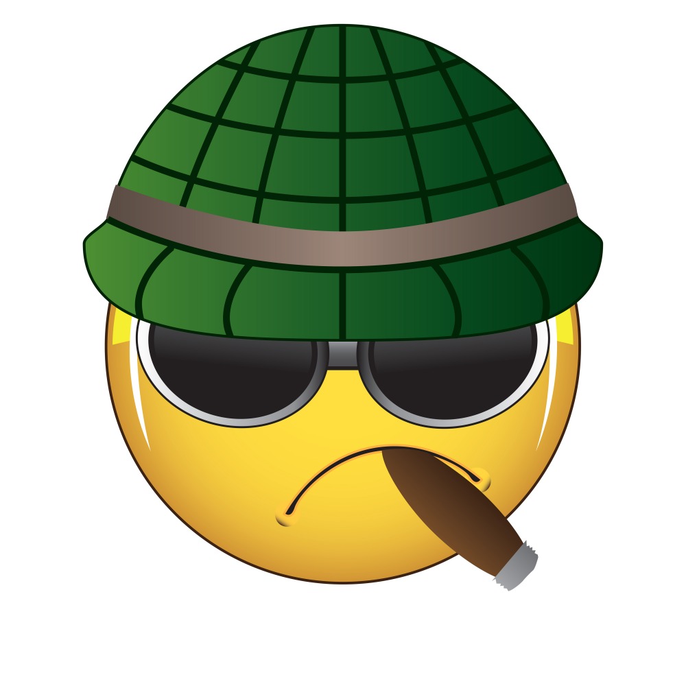 Canvas on Demand Poster Print 12 x 12 entitled Emoji Military Face