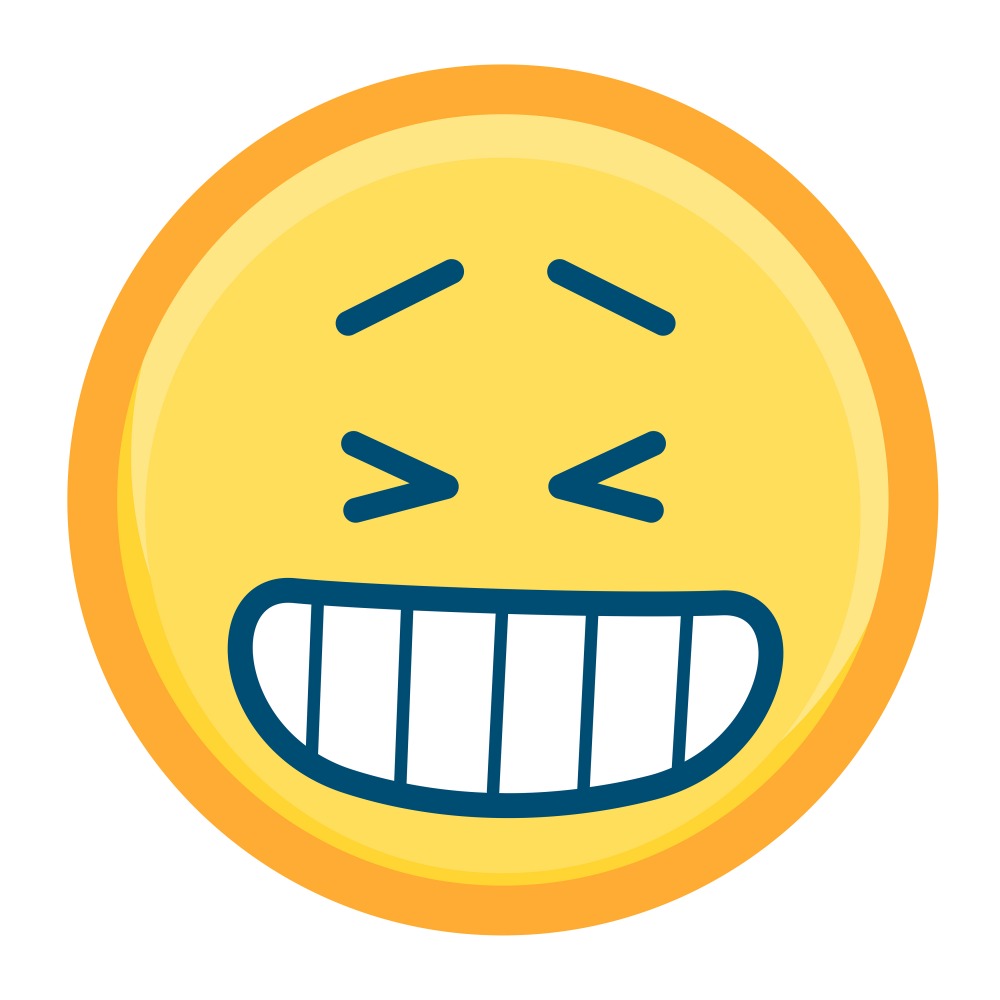 Canvas on Demand Poster Print 12 x 12 entitled Grinning Emoji With Blue Features