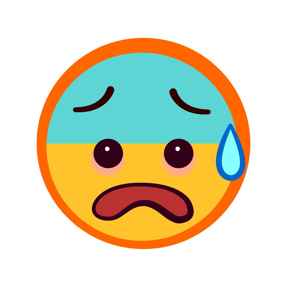 Canvas on Demand Poster Print 12 x 12 entitled Panicked Emoji With Half Blue Face