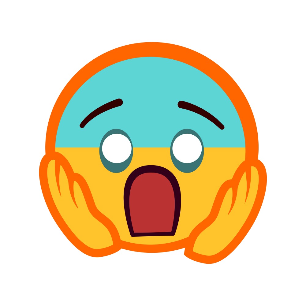 Canvas on Demand Poster Print 12 x 12 entitled Frightened Emoji With Blue Face