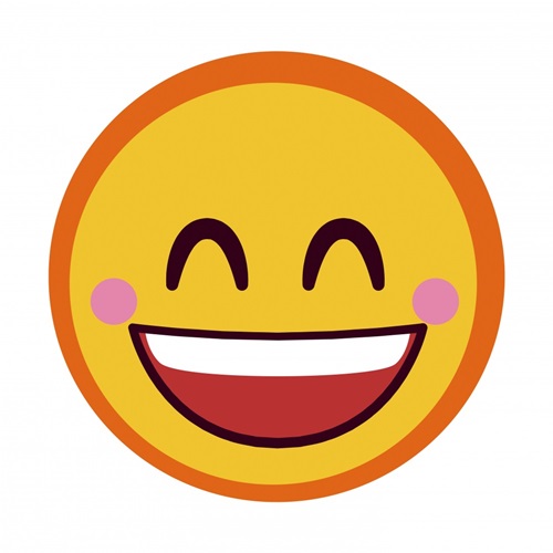 Laughing Rosy Cheeked Emoji | Emoji Art Prints - Canvas On Demand