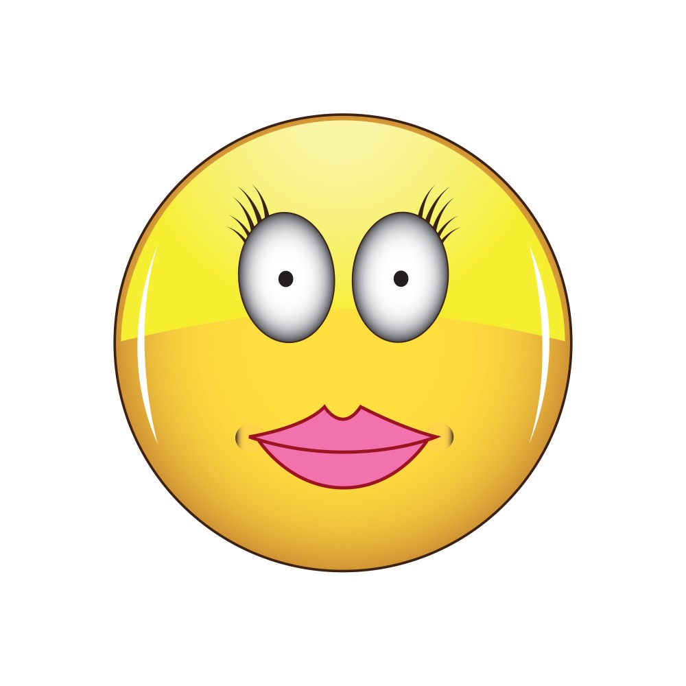 Canvas on Demand Poster Print 12 x 12 entitled Emoji Woman with Pink Lips Face