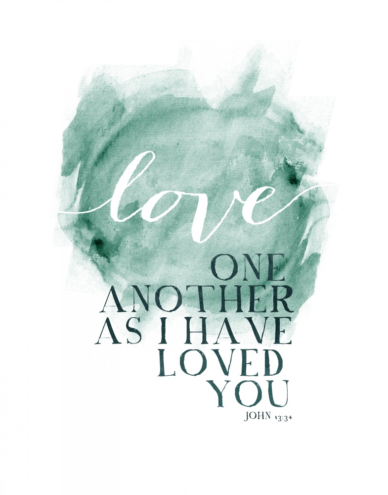 Canvas on Demand Poster Print 12 x 16 entitled Love One Another Watercolor Circle