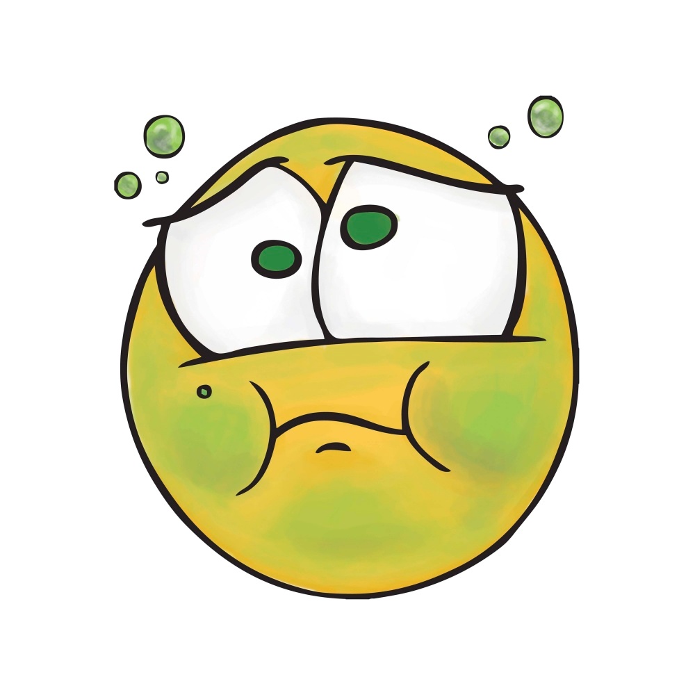 Canvas on Demand Poster Print 12 x 12 entitled Green Faced Sick Emoji