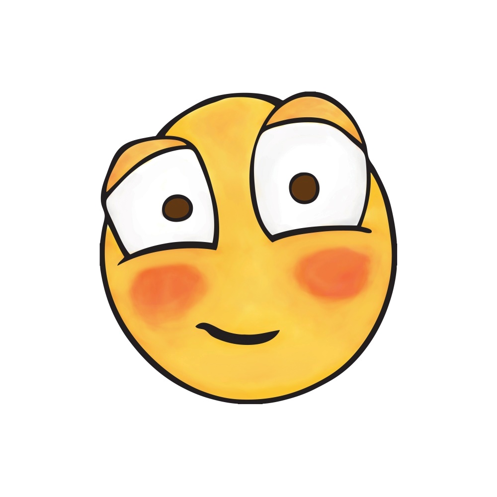 Canvas on Demand Poster Print 12 x 12 entitled Rosy Cheeked Bashful Emoji