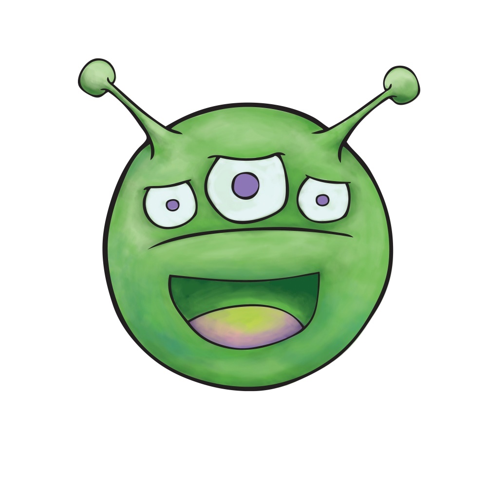 Canvas on Demand Poster Print 12 x 12 entitled Three Eyed Alien Emoji