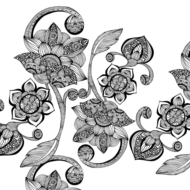 Boho Flowers - Black And White