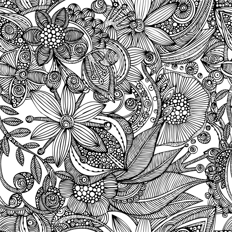 Flowers And Doodles - Black And White