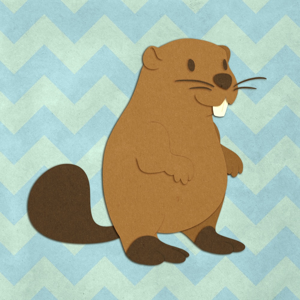 Canvas on Demand Poster Print 12 x 12 entitled Beaver - Woodland Creatures