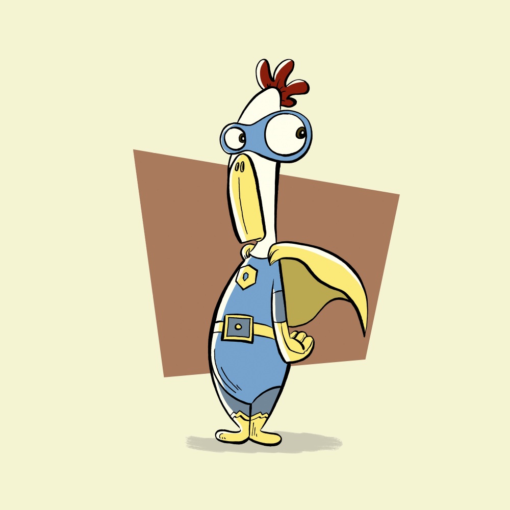 Canvas on Demand Poster Print 12 x 12 entitled Chicken - Superhero Animal Art
