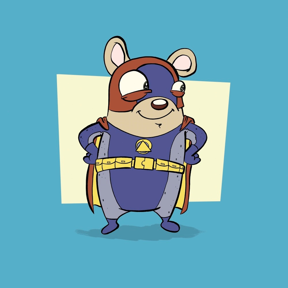 Canvas on Demand Poster Print 12 x 12 entitled Gerbil - Superhero Animal Art