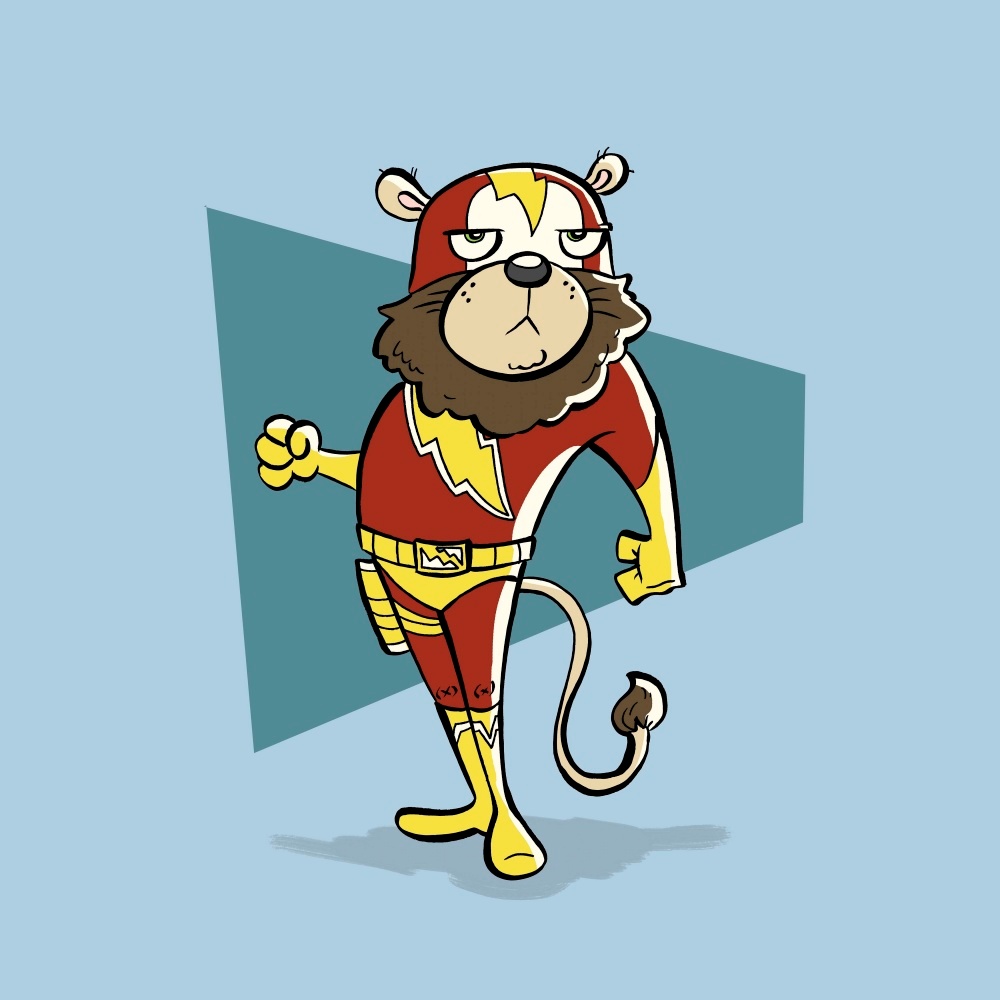 Canvas on Demand Poster Print 12 x 12 entitled Lion - Superhero Animal Art