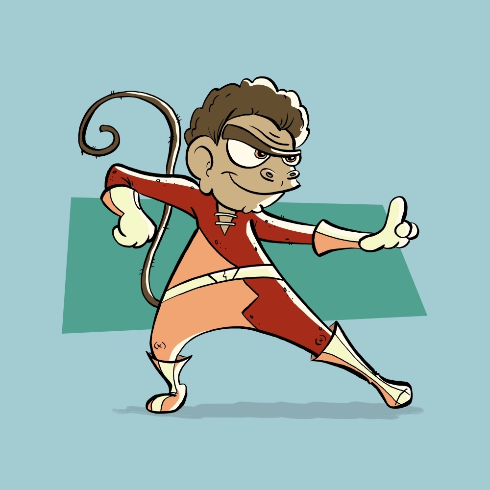 Canvas on Demand Poster Print 12 x 12 entitled Monkey - Superhero Animal Art