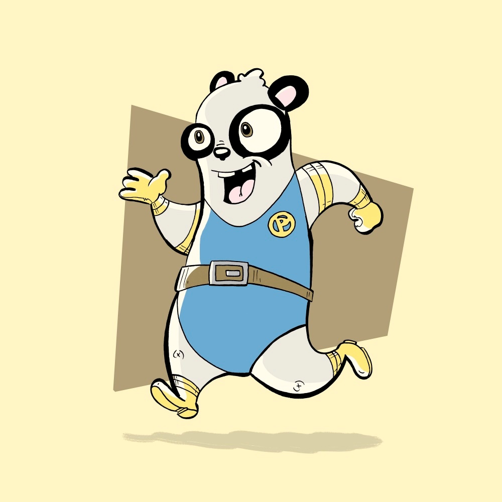Canvas on Demand Poster Print 12 x 12 entitled Panda - Superhero Animal Art
