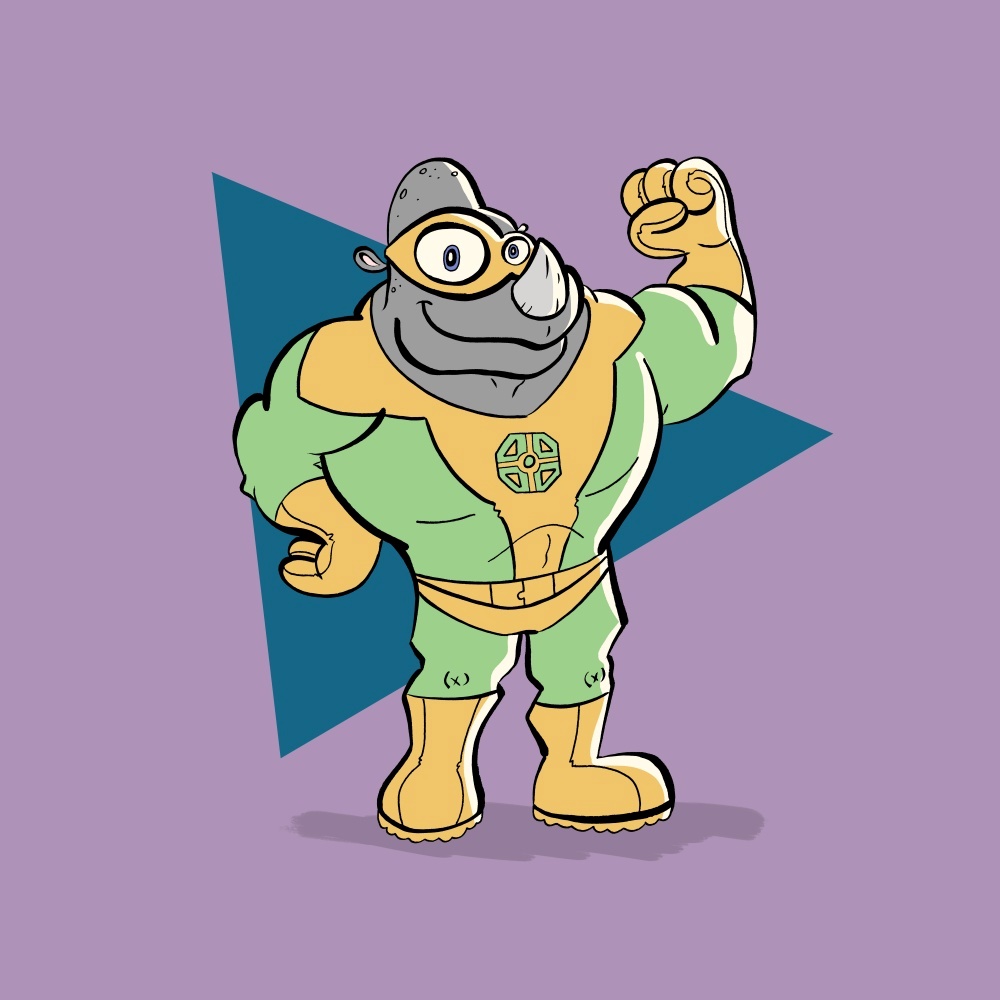 Canvas on Demand Poster Print 12 x 12 entitled Rhino - Superhero Animal Art