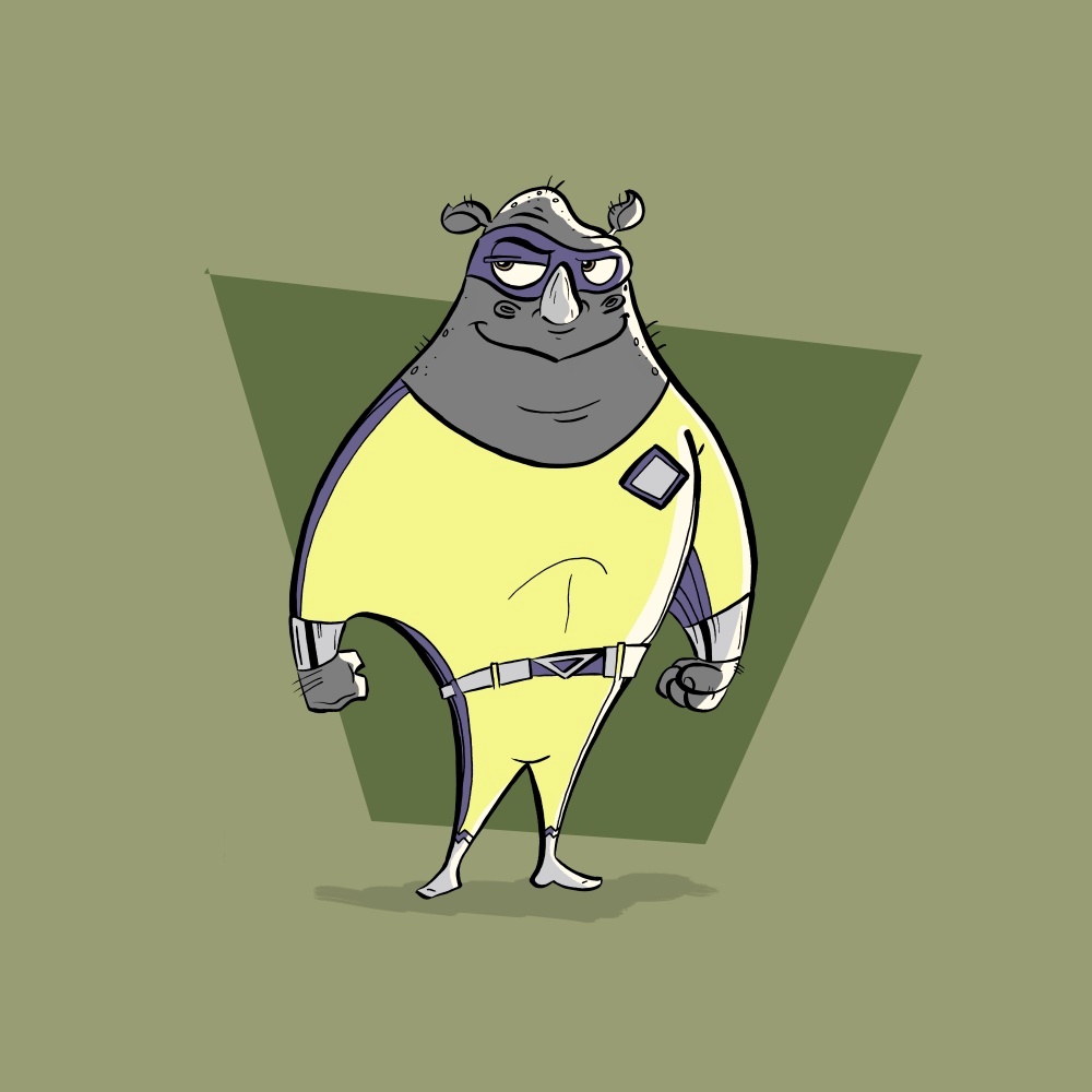 Canvas on Demand Poster Print 12 x 12 entitled Rhinoceros - Superhero Animal Art