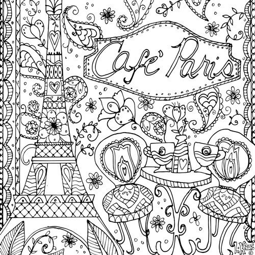 Cafe Paris | Coloring Canvas - Canvas On Demand®