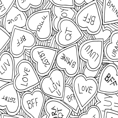 Candy Hearts | Coloring Canvas - Canvas On Demand®