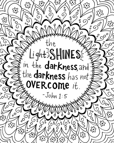 The Light Shines in the Darkness | Coloring Canvas - Canvas On Demand®