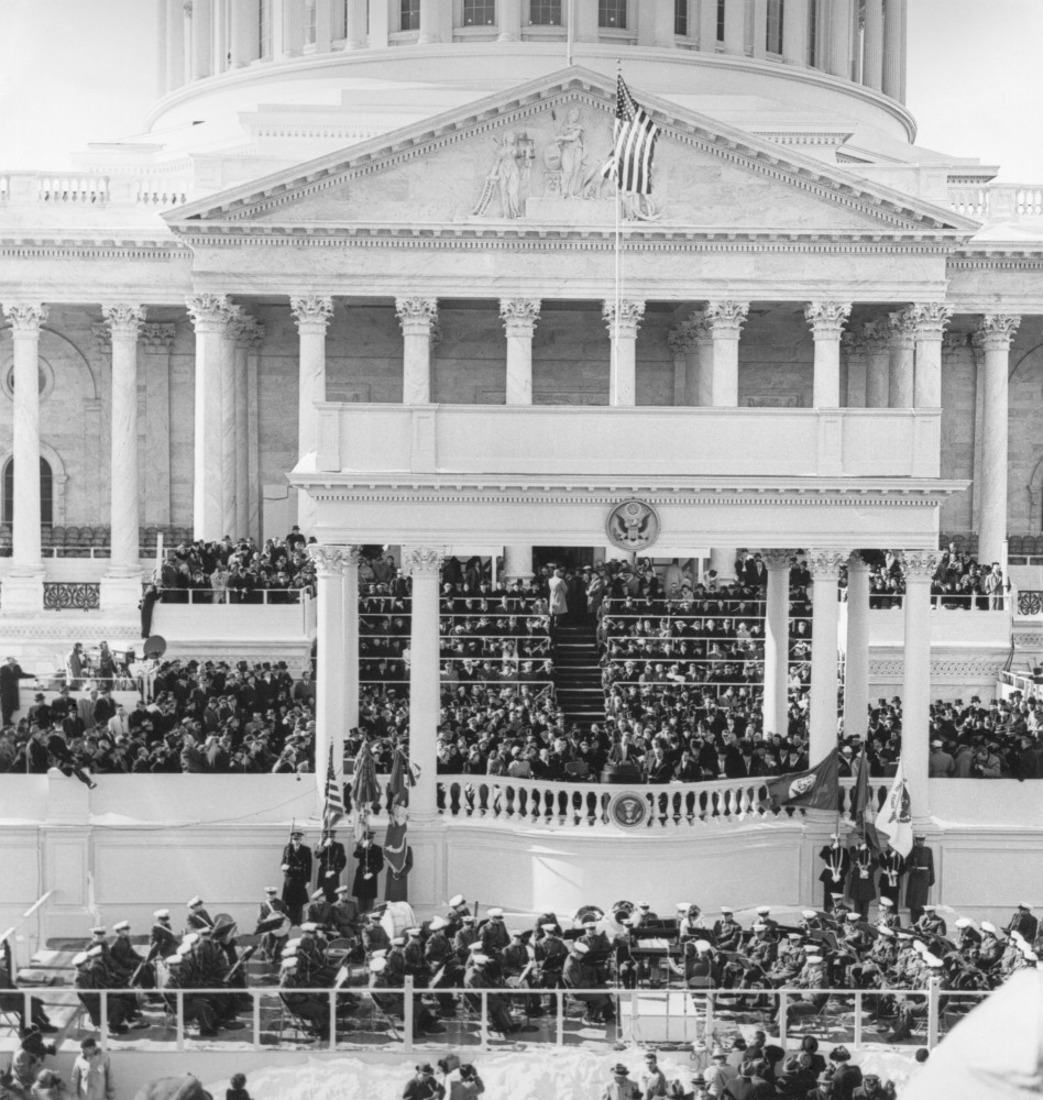 Canvas on Demand Poster Print 12 x 12 entitled Inauguration of John Kennedy at East Portico, US Capitol Building