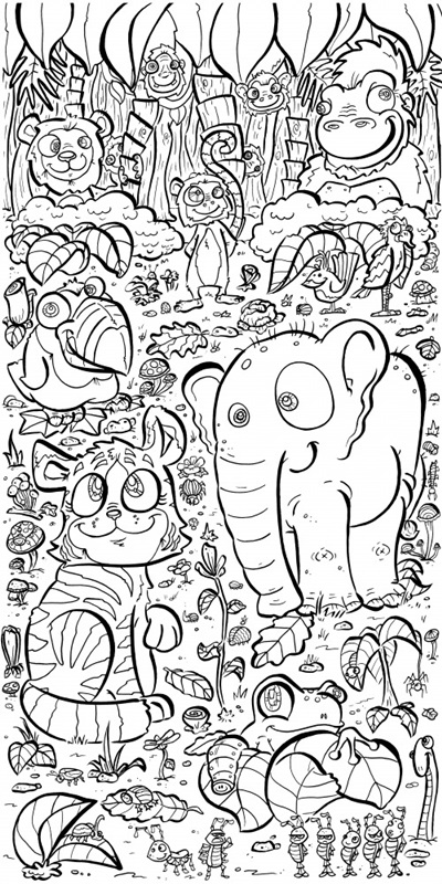 Download Jungle Junction - Coloring Wallpaper - Canvas On Demand®