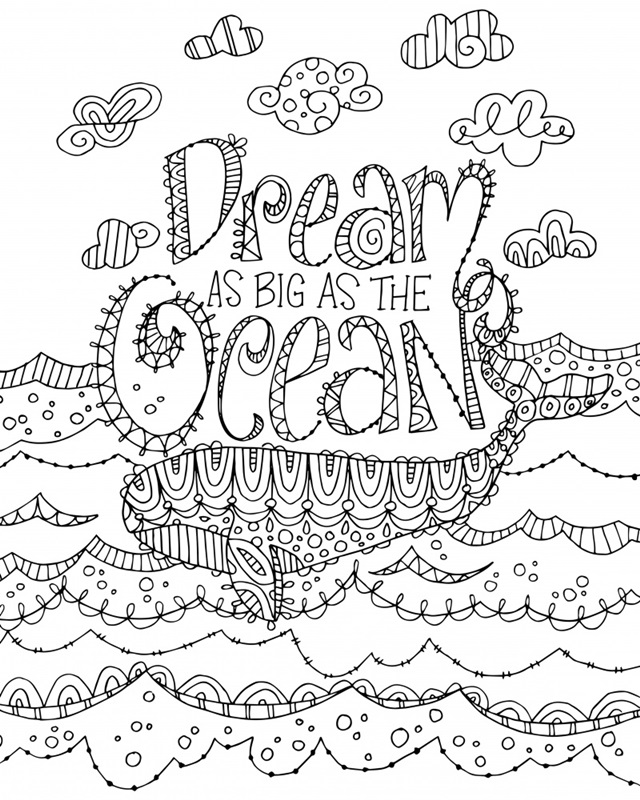 Color Me - Dream As Big As The Ocean - Coloring Canvas - Canvas On Demand®