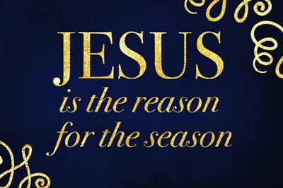Jesus is the Reason for the Season - gold on navy