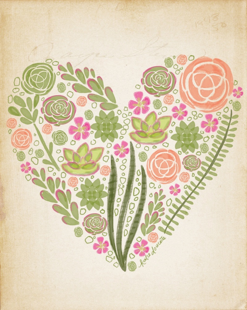 Canvas on Demand Poster Print 16 x 20 entitled Succulent Heart