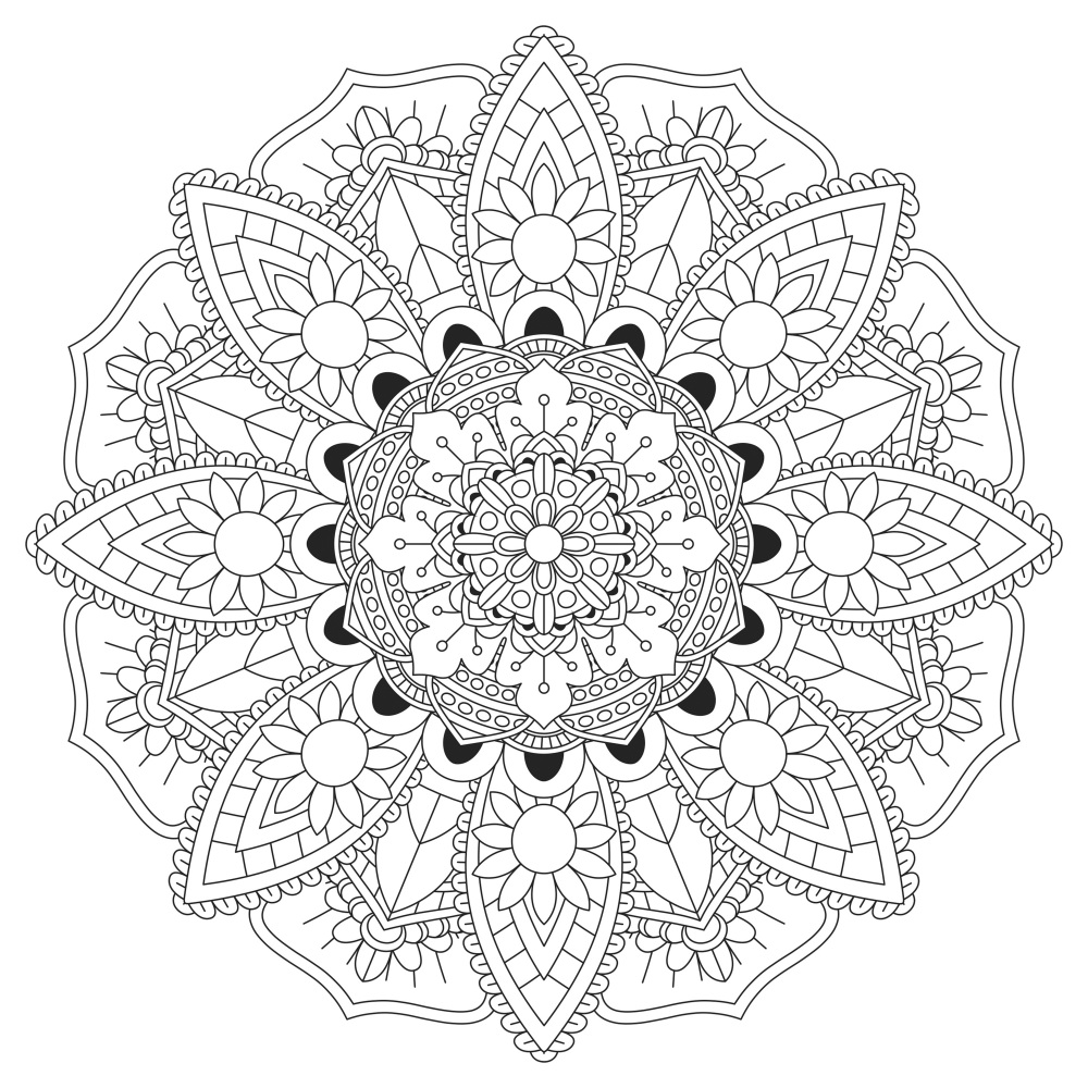 Canvas on Demand Poster Print 12 x 12 entitled Coloring Mandala Pretty 12