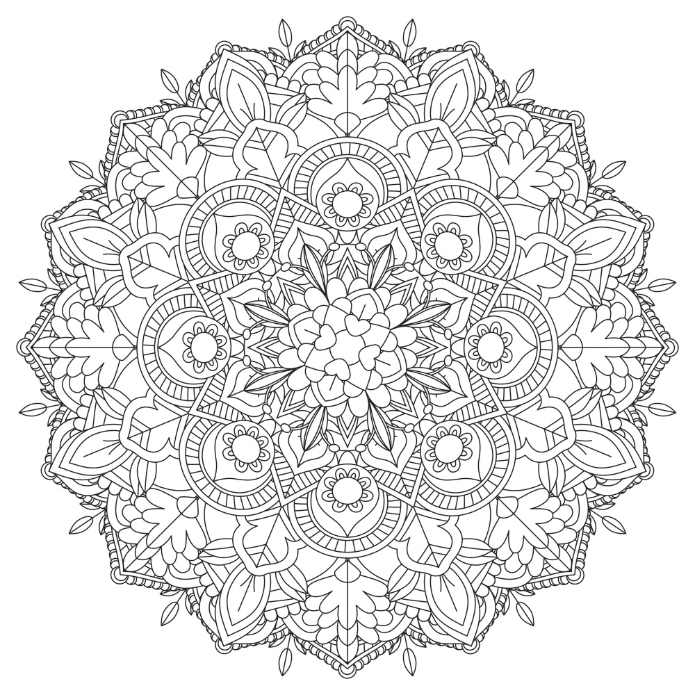 Canvas on Demand Poster Print 12 x 12 entitled Coloring Mandala Pretty 14