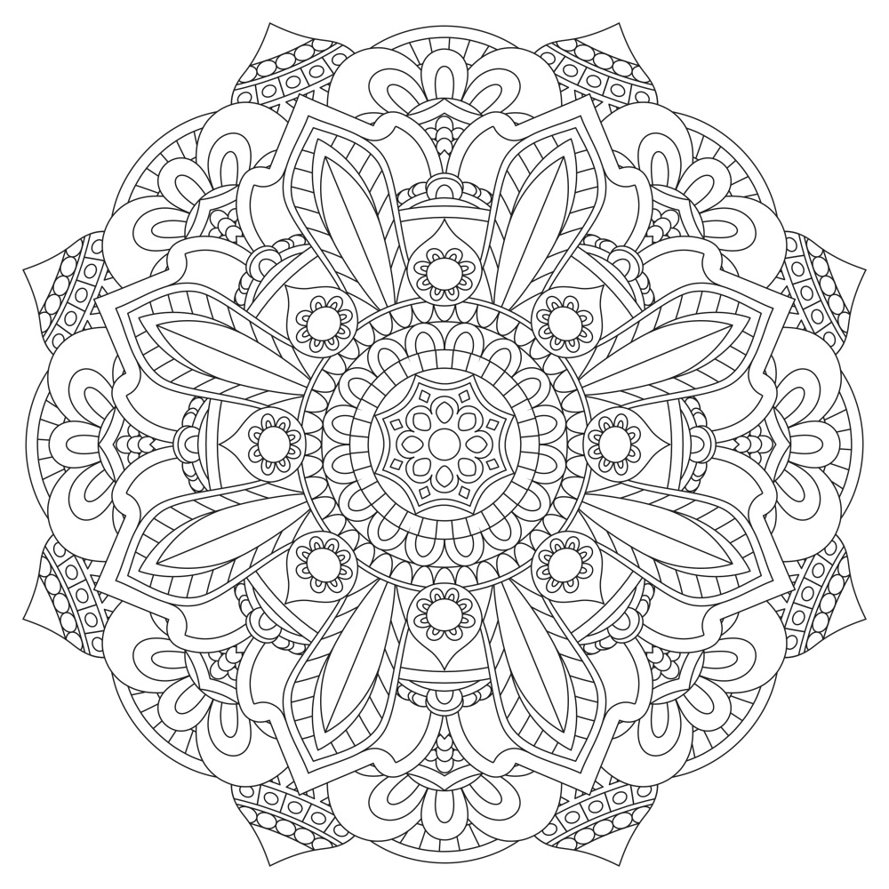 Canvas on Demand Poster Print 12 x 12 entitled Coloring Mandala Pretty 18